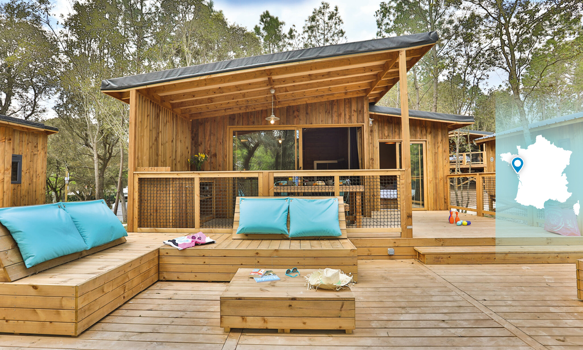 Camping à Longeville-sur-Mer • Vendée • Dunéa Lodge 3 chambres 6 personnes 38m2
